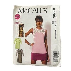 McCalls # M6705 Knit Tops w/Variations & Dress Sewing Pattern Size Xsm-Med UC